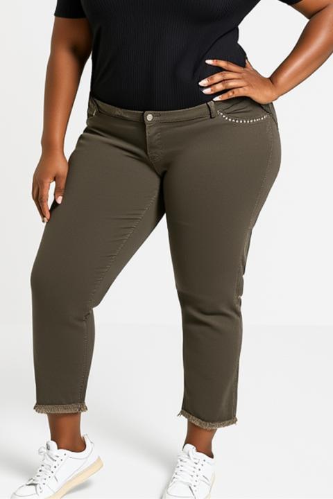 Plus size cotton pants, olive