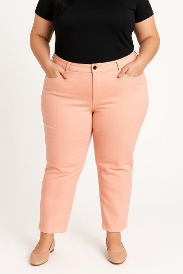 Plus size cotton pants, apricot