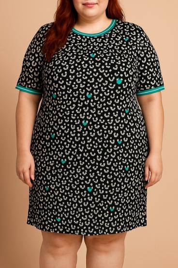 Plus size printed dress, black