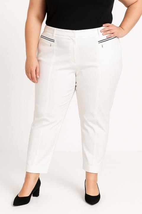 Plus size elegant trousers, white