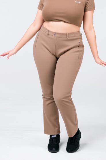 Plus size elegant pants, fango