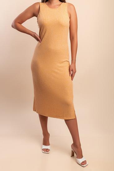 Midi sleeveless dress, mustard