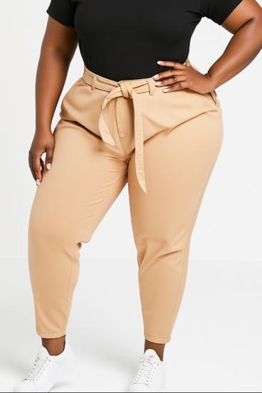 Plus size cotton pants, beige