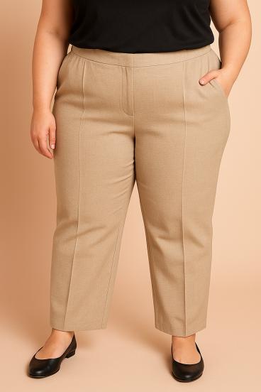 Plus size elegant pants, beige