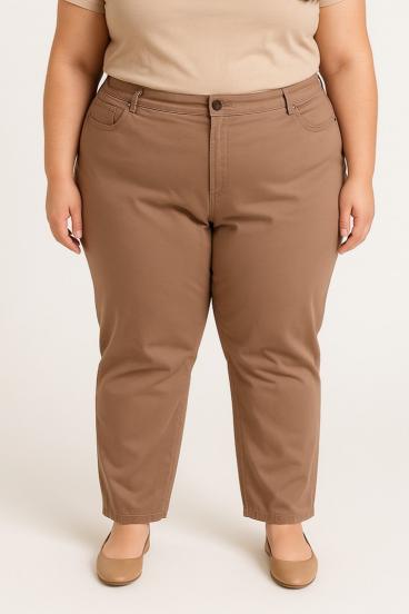 Plus size cotton pants, camel