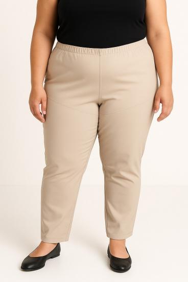Plus size faux leather pants, beige