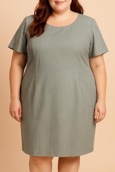 Plus size dress with short sleeves, gray