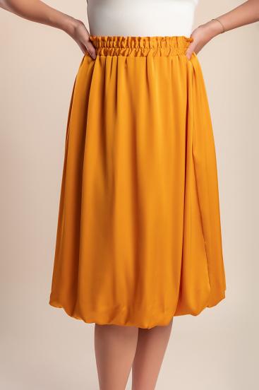 Midi skirt with elastic waistband, mustard