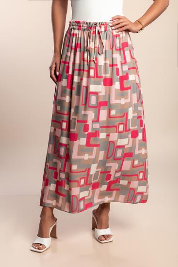 Long skirt with print, pink