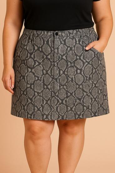 Plus size mini cotton skirt, black
