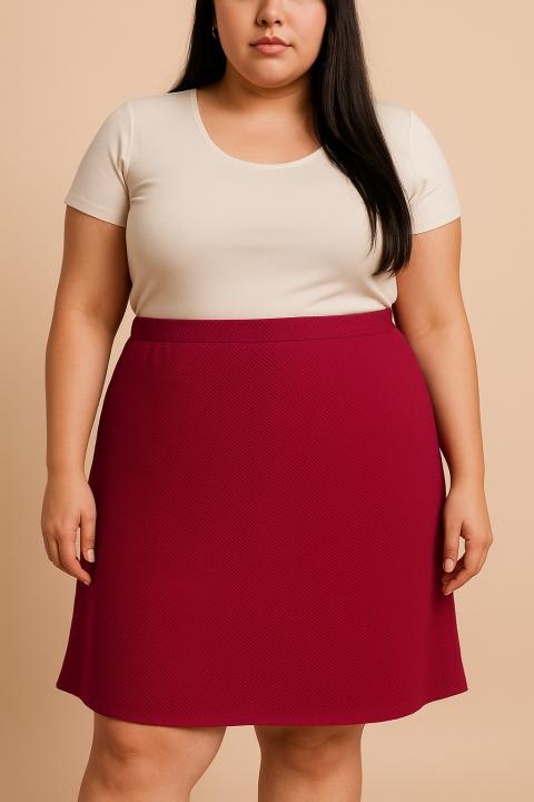 Plus size skirt, burgundy