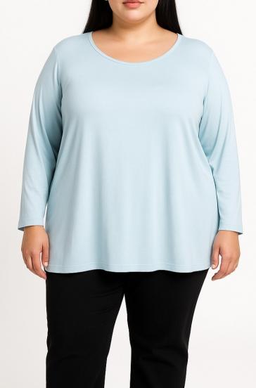 Plus size Top with round neckline, light blue