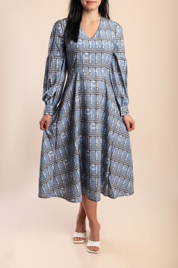 Midi dress with print, blue