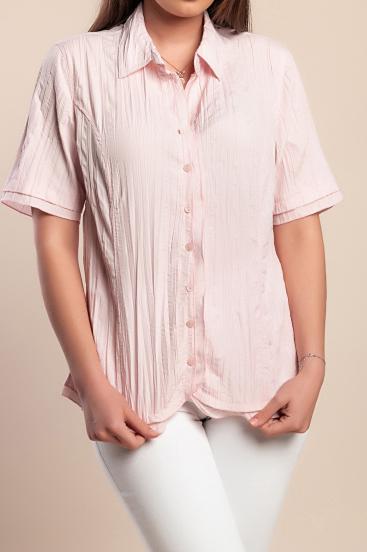 Plus size short-sleeved shirt, light pink