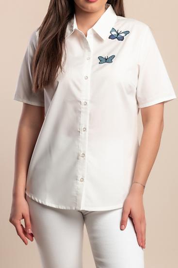 Plus size short-sleeved shirt, white