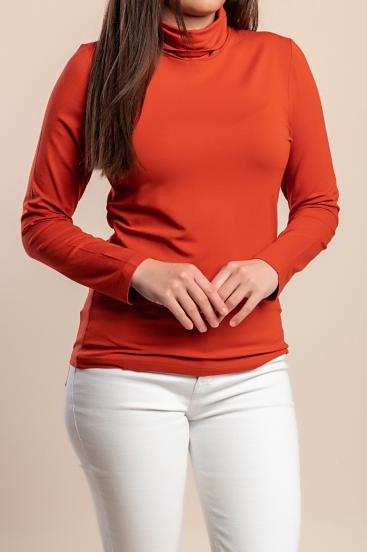 Plus size high neck top, brick