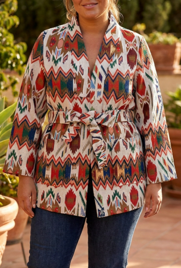 Coat with multicolor pattern, multicolor