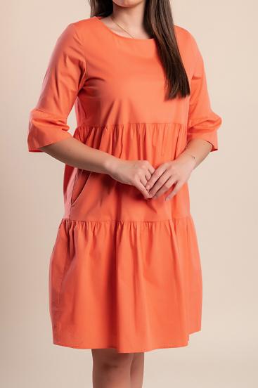 Cotton mini dress, coral