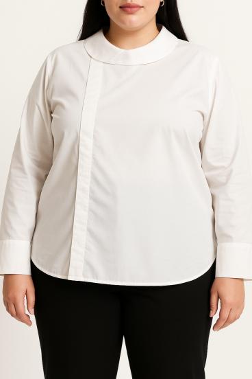 Plus size cotton blouse, white