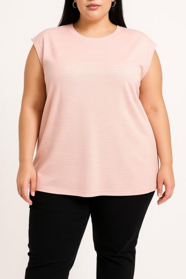 Plus size knitted top, light pink