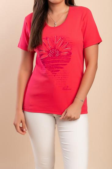 Cotton T-shirt with print, pink
