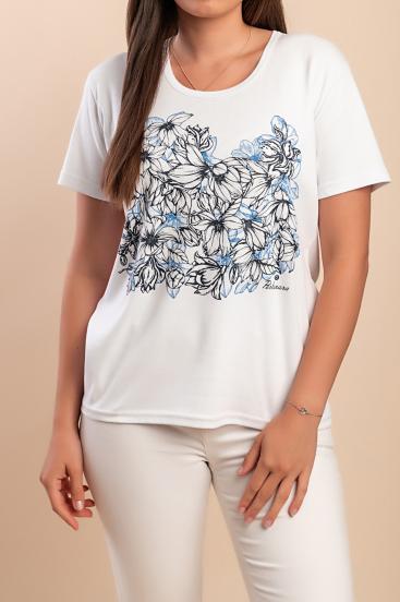 Cotton T-shirt with print, white