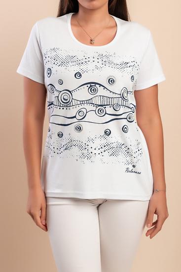 Cotton T-shirt with print, white