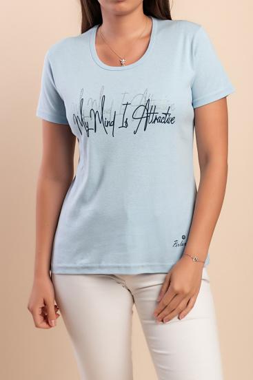 Cotton T-shirt with print, light blue