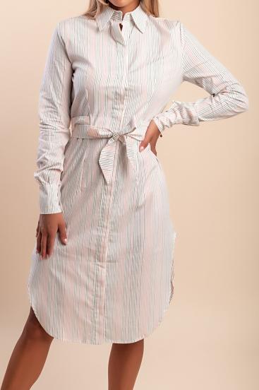 Striped shirt dress, white