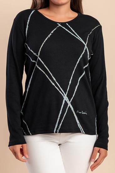 Cotton Top with print, black