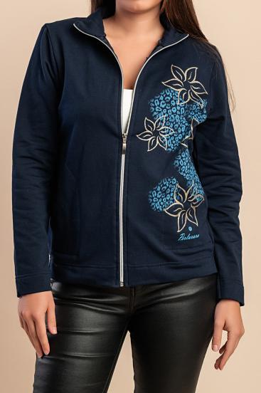 Cotton zip-up jacket, dark blue