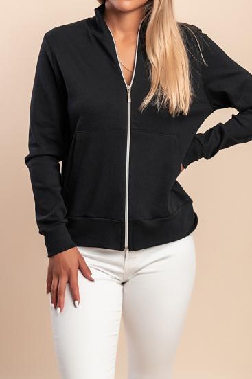Cotton zip-up sweatshirt, black