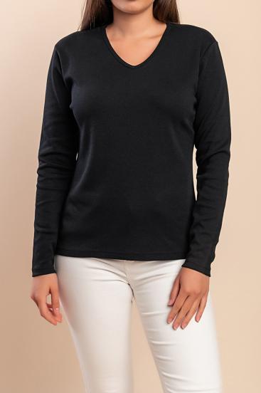 Long-sleeved cotton Top, black