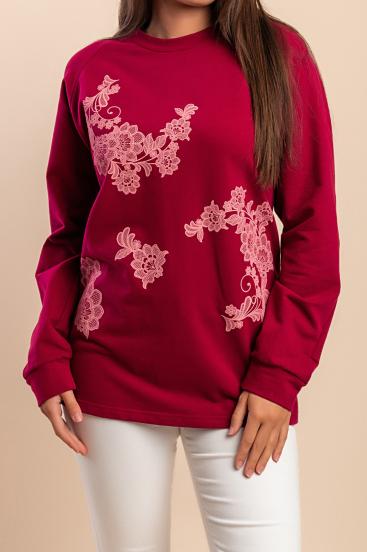 Long-sleeved cotton Top, fuchsia