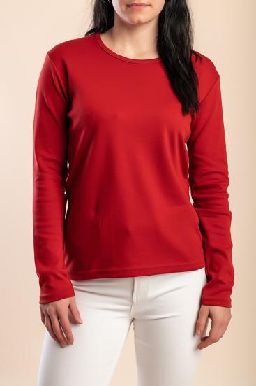 Cotton long-sleeve top, terracotta