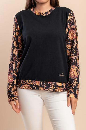 Long-sleeved Top with print, black