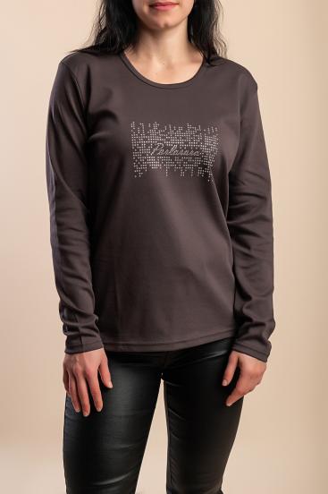 Cotton Top with decorative detail, brown