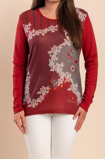 Cotton Top with print, red