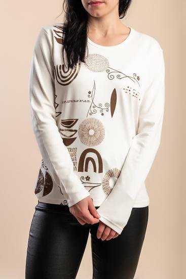 Cotton Top with print, white