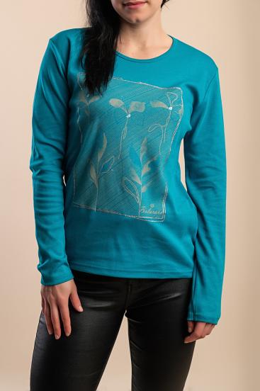 Cotton Top with print, turquoise