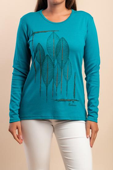 Cotton long-sleeve top, mint
