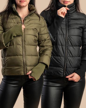 Set of 2 short quilted jackets, black/olive