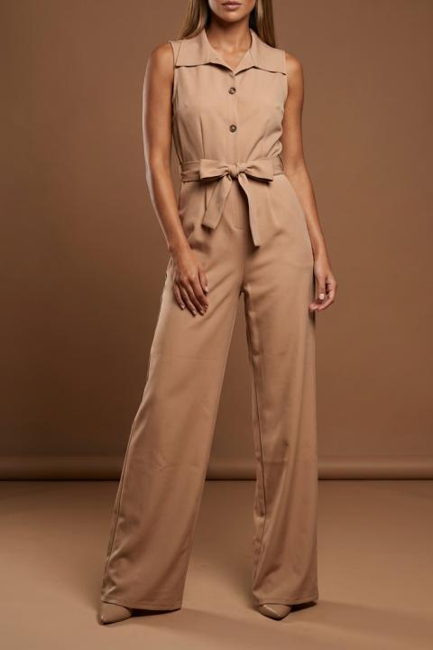 Fashion Sleeveless Jumpsuit, Beige
