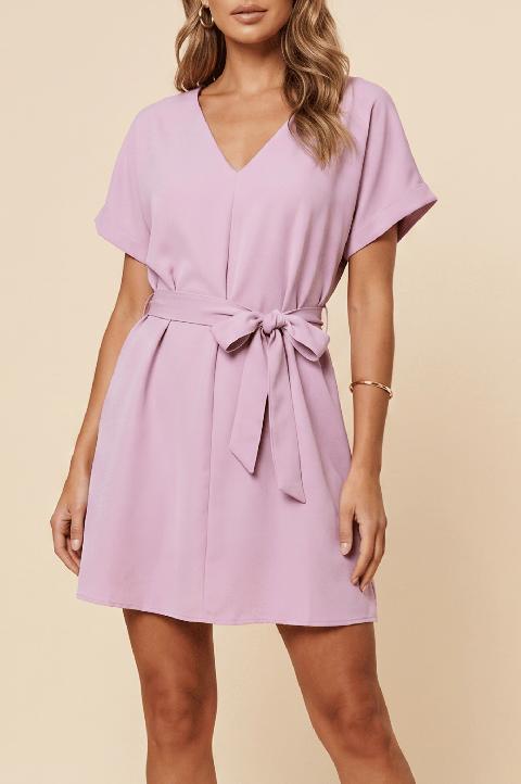 Elegant Mini Dress with Wide Sleeves, Pink