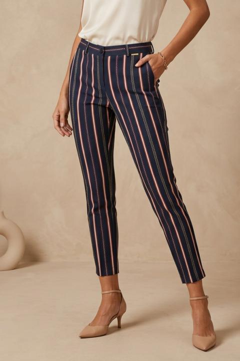 Elegant long striped pants, blue