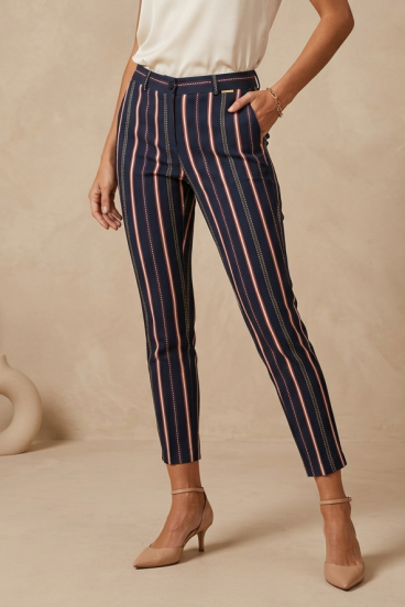 Elegant long striped pants, blue