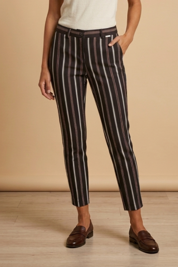 Elegant long striped pants, black
