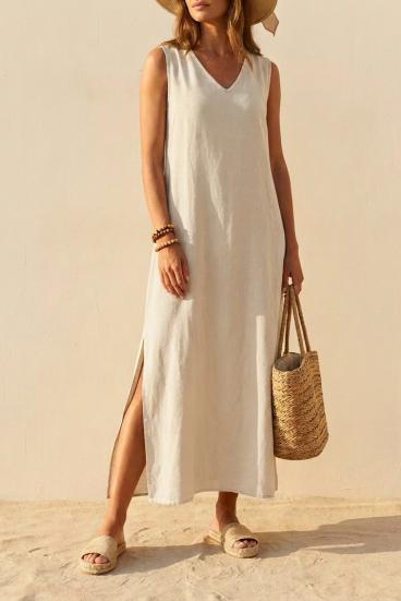 Loose Viscose Maxi Dress, Beige