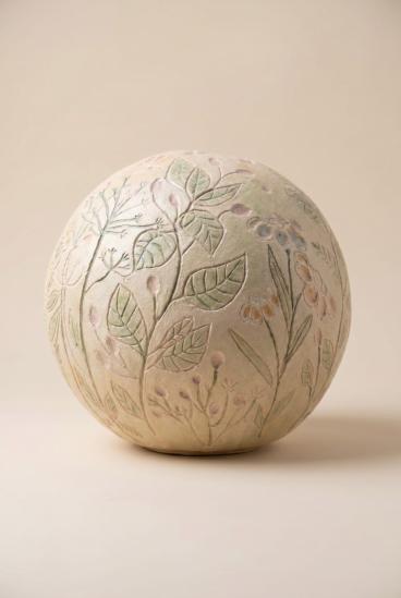 Handmade Ceramic Sphere with Floral Painting