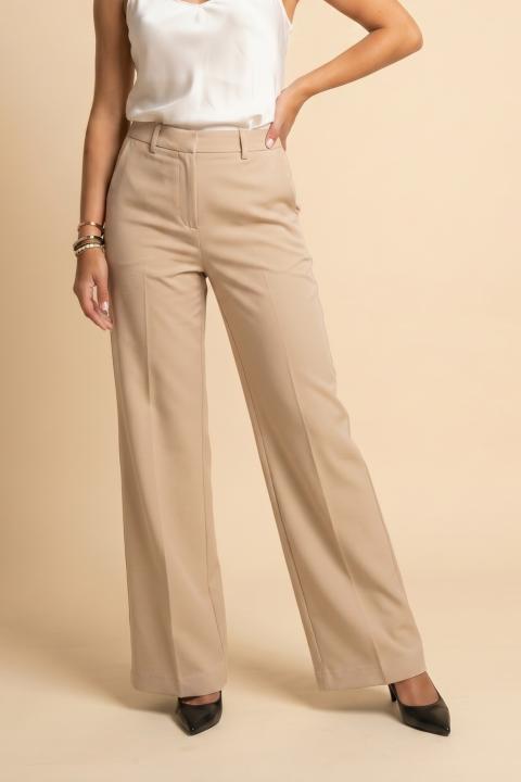 Long high-waisted pants, beige
